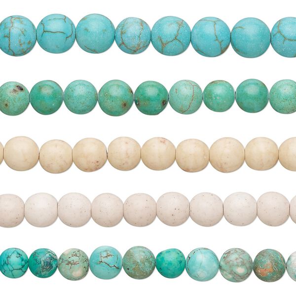 Magnesite 1pkg5, round bead 15 inch mix 8-10mm image number 0