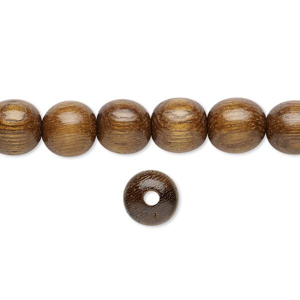 Bead, robles wood (waxed), 7-8mm hand-cut round. Sold per 15-1/2 to 16-inch strand. image number 0