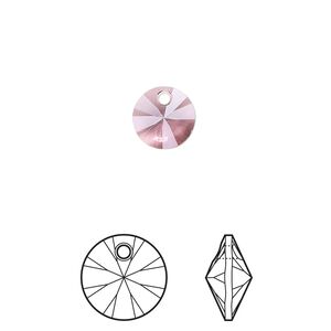 Drop 12pk crystal antique pink, Crystal Passions® 8mm pendant mini disk 6428