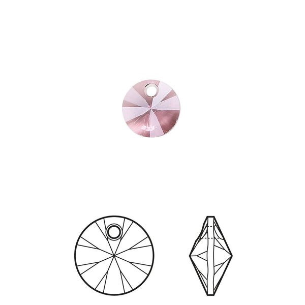 Drop 12pk crystal antique pink, Crystal Passions® 8mm pendant mini disk 6428 image number 0