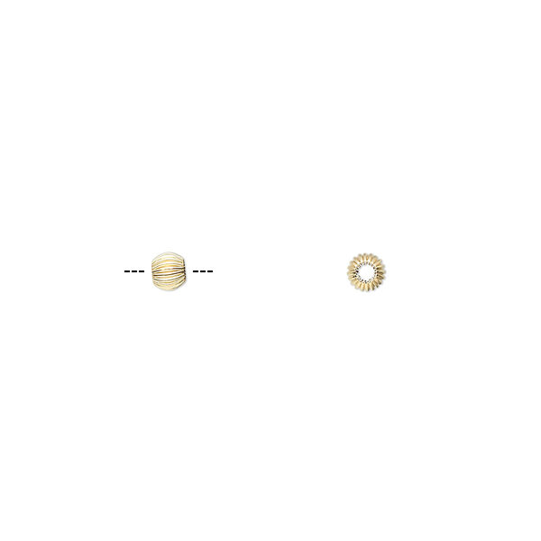 Bead, 14Kt gold, 3mm corrugated round. Sold individually. image number 0