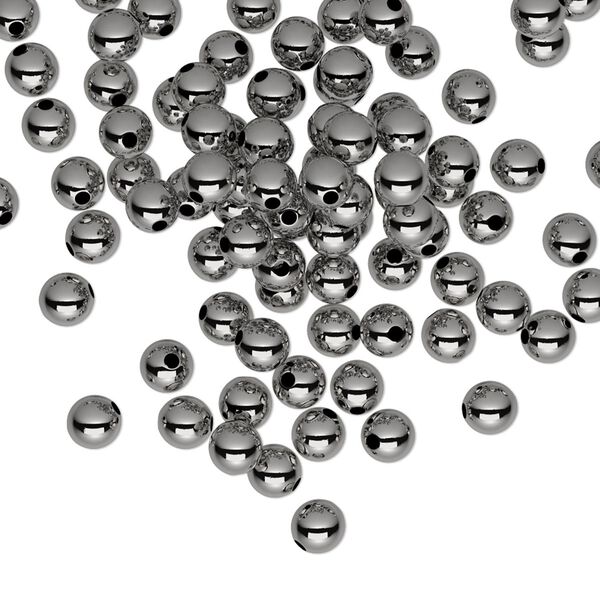 Bead, gunmetal-plated brass, 4mm round. Sold per pkg of 100. image number 0