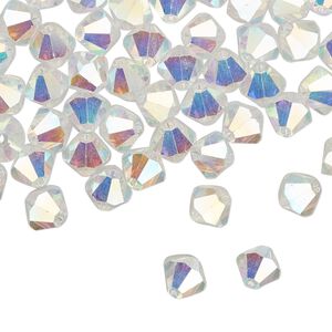 Bead 288pk crystal AB 2X, Preciosa Czech crystal 6mm bicone