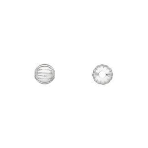Bead, silver-plated brass, 6mm corrugated round. Sold per pkg of 100.