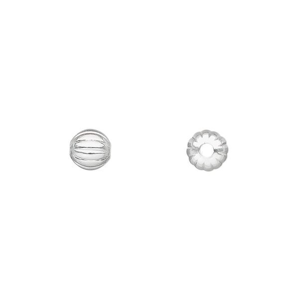 Bead, silver-plated brass, 6mm corrugated round. Sold per pkg of 100. image number 0