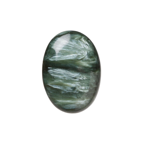 Cabochon, seraphinite (natural), 25x18mm calibrated oval, B grade, Mohs hardness 2 to 2-1/2. Sold individually. image number 0
