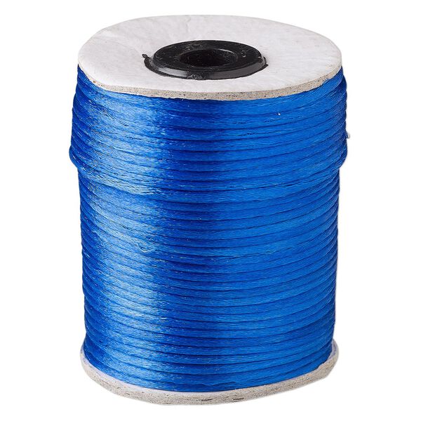 Cord, Satinique™, satin, royal blue, 2mm. Sold per 200-foot spool. image number 0