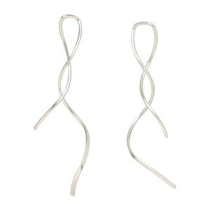 Ear wire 1pkg2 sterling silver, 2 inch flat ribbon / right and left, 18 gauge 1 pair