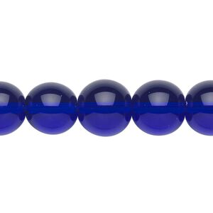 Bead, glass, cobalt blue, 12mm round. Sold per 36-inch strand.