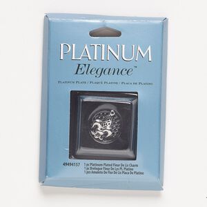 Charm, lacquer and platinum-plated copper, 16.5x12.5mm single-sided cutout fleur-de-lis. Sold individually.