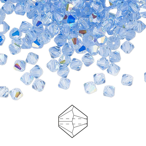Bead 720pk light sapphire AB, Preciosa Czech crystal 4mm bicone image number 0