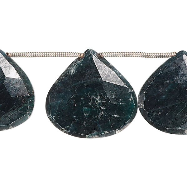 Emerald 1pkg10, hand-cut top-drilled faceted puffed teardrop bead C grade, 19-23mm image number 0