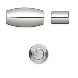 Clasp, magnetic barrel, stainless steel, 21x11mm with glue-in ends, 5.5mm inside diameter. Sold individually.