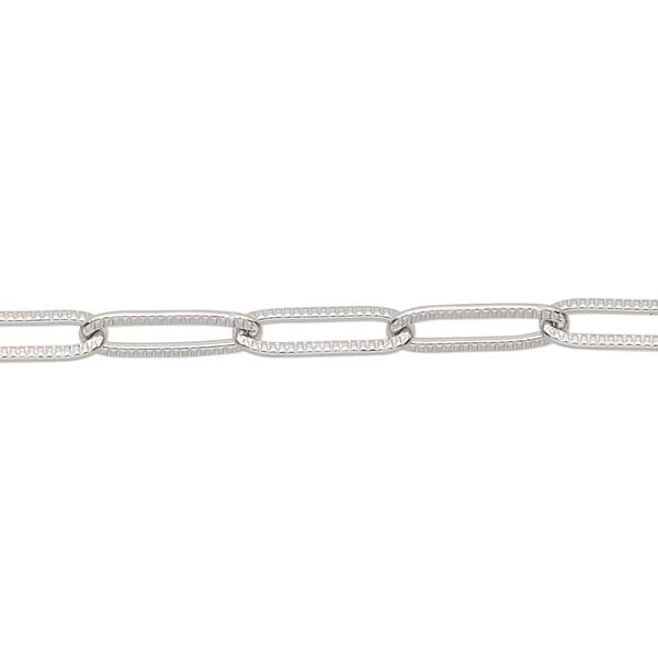 Chain, stainless steel, 4mm textured paperclip. Sold per pkg of 50 feet. image number 0