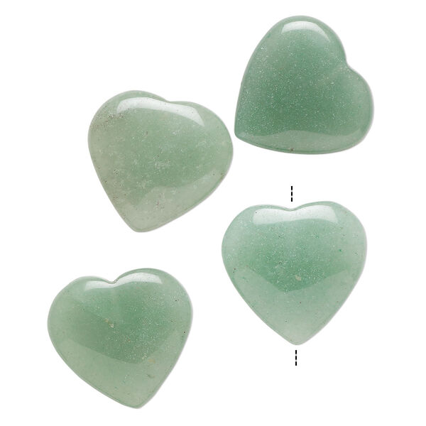 Green aventurine 1pkg4, half-drilled puffed heart drop natural B grade, 19-20mm image number 0
