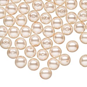 Bead druk Czech pearl-coated glass 60pk 6mm round, opaque soft pink