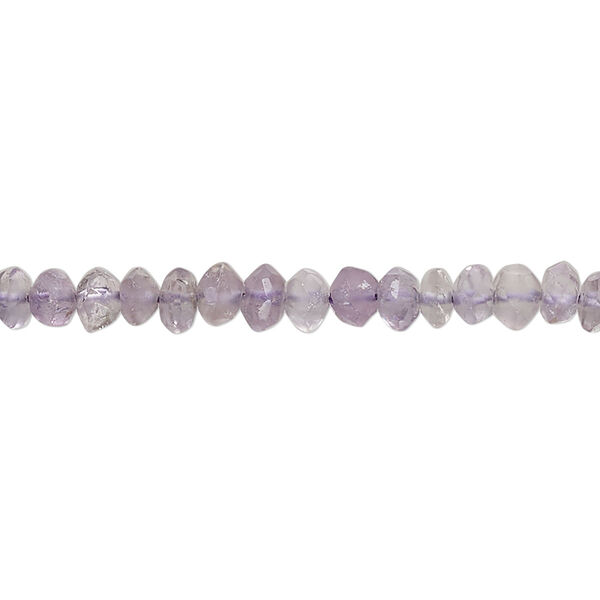 Bead, amethyst (natural), light, 4x3mm-6x4mm hand-cut faceted rondelle, C grade, Mohs hardness 7. Sold per 14-inch strand, approximately 110 beads. image number 0