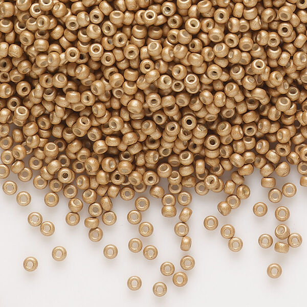 Seed bead, Miyuki, glass, pkg/25g, #11 rocaille, opaque matte galvanized mead, (RR-2082). image number 0