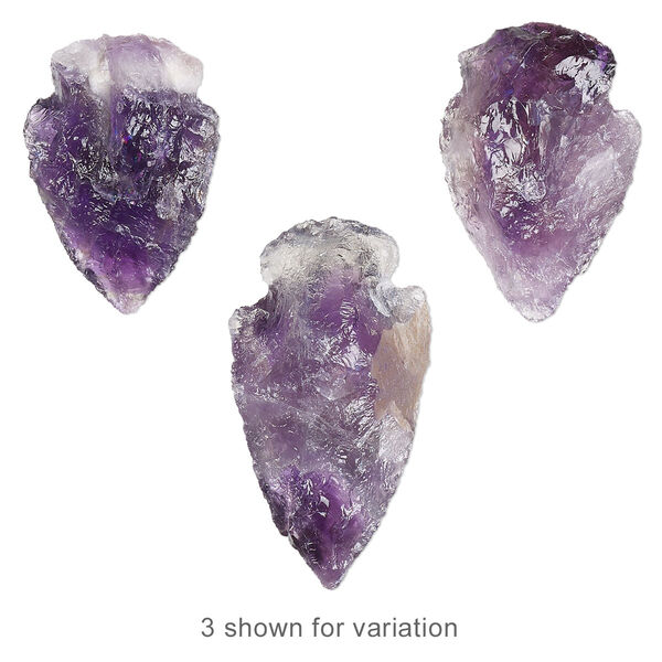 Amethyst 1pkg1, hand-knapped undrilled arrowhead focal natural B- grade, 26x15mm-32x19mm image number 0