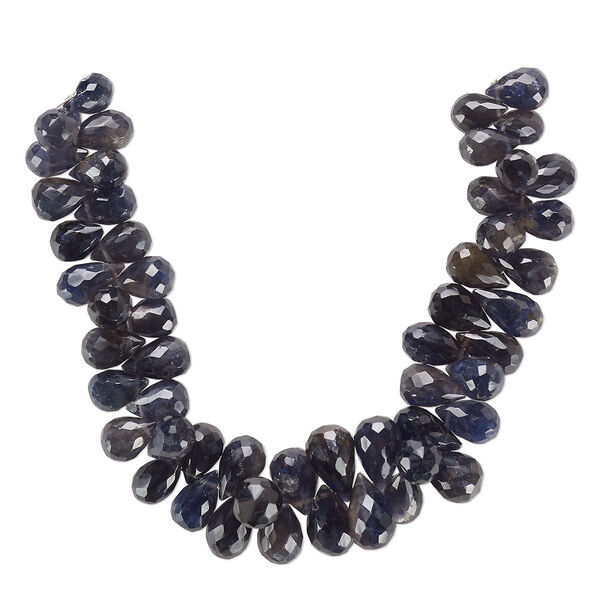 Bead, iolite (natural), dark, 12x8mm-16x9mm graduated hand-cut top-drilled faceted teardrop, B- grade, Mohs hardness 7 to 7-1/2. Sold per 8-inch strand, approximately 50 beads. image number 0