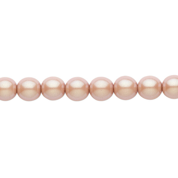 Bead, Czech pearl-coated glass druk, opaque iridescent pink, 6mm round. Sold per 15-1/2" to 16" strand. image number 0