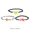 Bracelet mix, stretch, enamel / glass / silver- / gold-finished "pewter" (zinc-based alloy), multicolored, 13-17mm wide with mixed shape, 8 inches. Sold per pkg of 3. image number 1