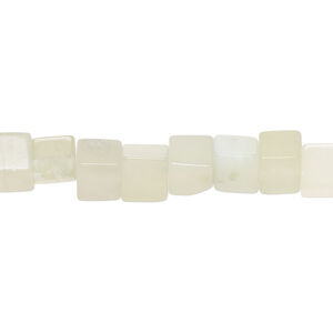 New "jade" 1pkg1, cube bead natural, 15 inch 5-7mm