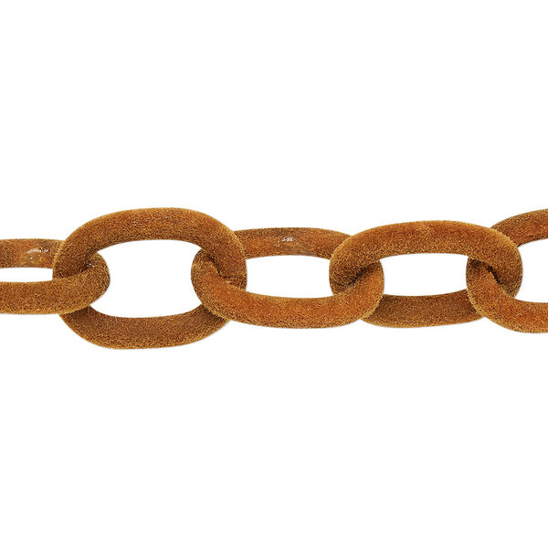 Chain, aluminum, flocked light brown, 12mm cable. Sold per pkg of 24 inches. image number 0