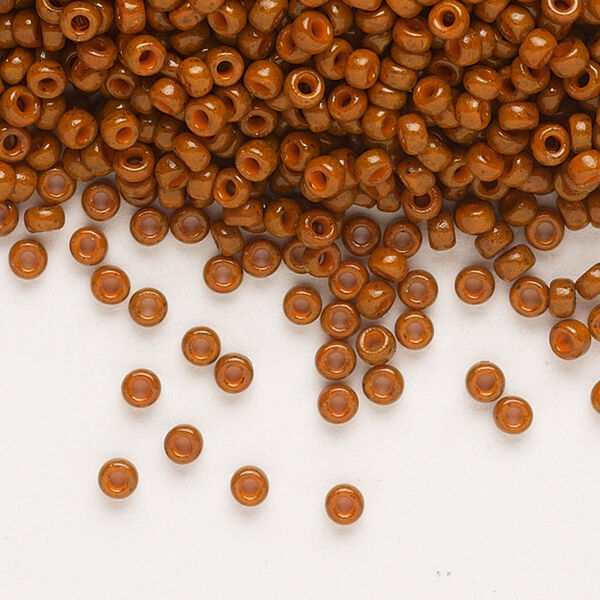 Seed bead, Miyuki, glass, pkg/250g, #11 rocaille, Duracoat® opaque outside dyed sienna, (RR-4459). image number 0