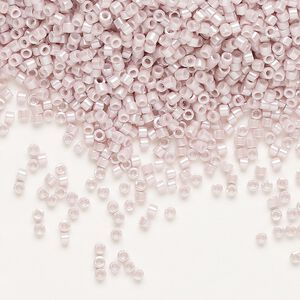 Seed bead, Delica®, glass, pkg/50g, #11 round, opaque glazed luster pale rose (DB-1534-1).