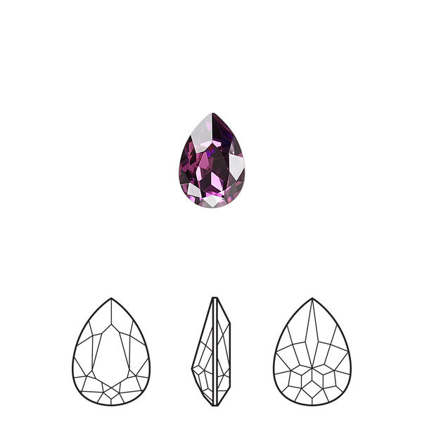 Fancy stone 4pk amethyst foil back, Crystal Passions® 10x7mm pear 4320 image number 0