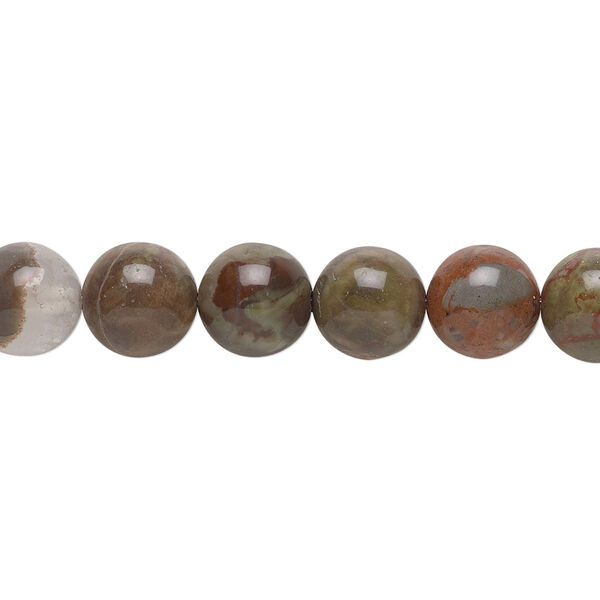 Bead, Sierra agate (natural), 8mm hand-cut round, B grade, Mohs hardness 6-1/2 to 7. Sold per 15-1/2" to 16" strand. image number 0