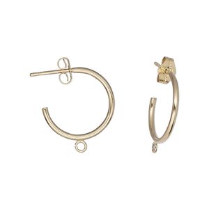Hoop, 14Kt gold-filled, 17.5mm 3/4 round, with open loop. Sold per pair.