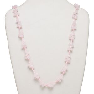Necklace, glass and nylon cord, pink, 8x6mm faceted rondelle, 32-inch continuous loop. Sold individually.