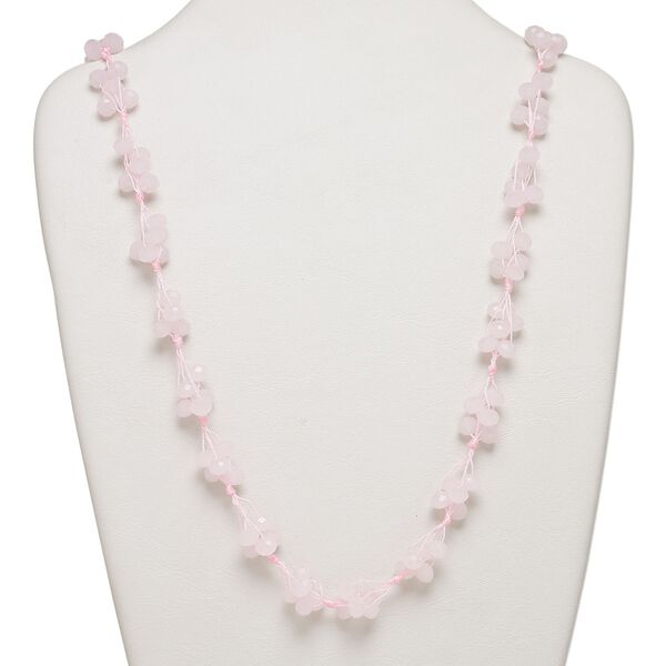 Necklace, glass and nylon cord, pink, 8x6mm faceted rondelle, 32-inch continuous loop. Sold individually. image number 0