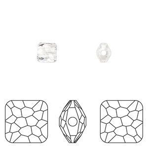 Bead 1pkg4 crystal clear, Crystal Passions® 6mm puffed square 5035