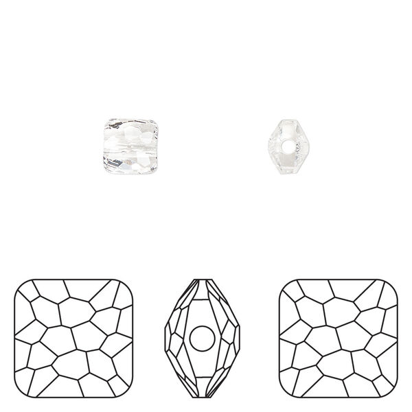 Bead 1pkg4 crystal clear, Crystal Passions® 6mm puffed square 5035 image number 0