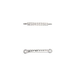 Link, sterling silver and cubic zirconia, clear, 11.5x1.5mm bar. Sold individually.