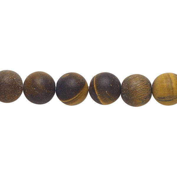 Bead, tigereye (natural), matte, 8mm round, B grade, Mohs hardness 7. Sold per 8-inch strand, approximately 20-25 beads. image number 0
