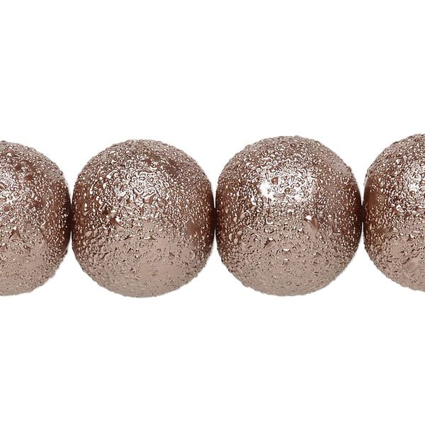 Bead, glass, opaque brown, 16mm textured round. Sold per 15-1/2" to 16" strand. image number 0