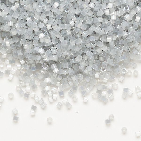 Seed bead, Delica®, glass, pkg/7.5g, #11 round, opaque silk satin inside dyed color shadow grey (DB-1816). image number 0