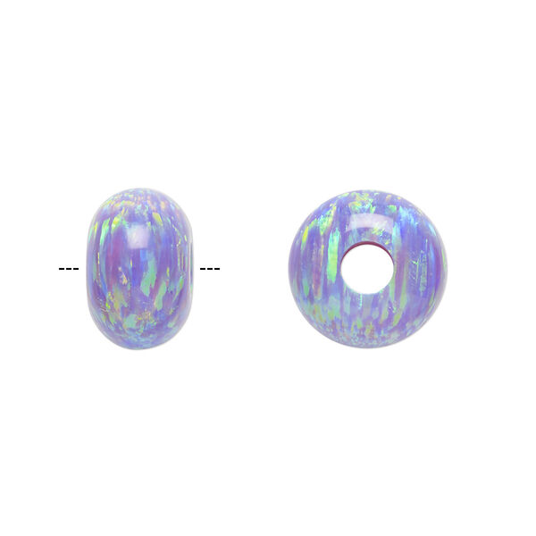 Bead, "opal" (silica and epoxy) (man-made), lavender, 14x9mm rondelle. Sold individually. image number 0