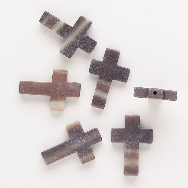 Italian "onyx" 1pkg6, half-drilled cross drop C+ grade, 22x15mm image number 0