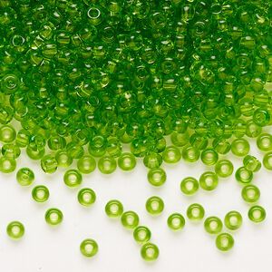 Seed bead, Preciosa Ornela Czech glass, pkg/500g, #8 rocaille, transparent lime green, (50430).