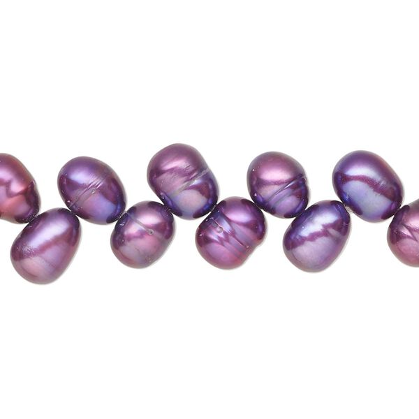 Pearl 1pkg1, cultured freshwater, rice C grade, 15 inch 8x5mm-10x7mm dyed dark elderberry image number 0