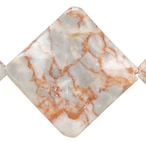 Redline marble 1pkg1, carved flat diamond bead natural, 15 inch 39-43mm