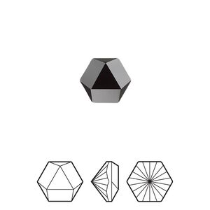 Fancy stone 2pk jet, Crystal Passions® 10.8x9.4mm prismatic hexagon 4699