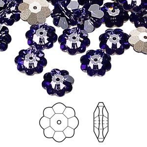 Margarita flower 12pk tanzanite foil back, Crystal Passions® 10x3.5mm 3700