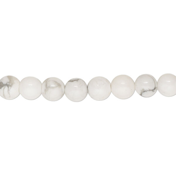 Bead, white howlite (natural), 6mm round, B grade, Mohs hardness 3 to 3-1/2. Sold per 15-1/2" to 16" strand. image number 0