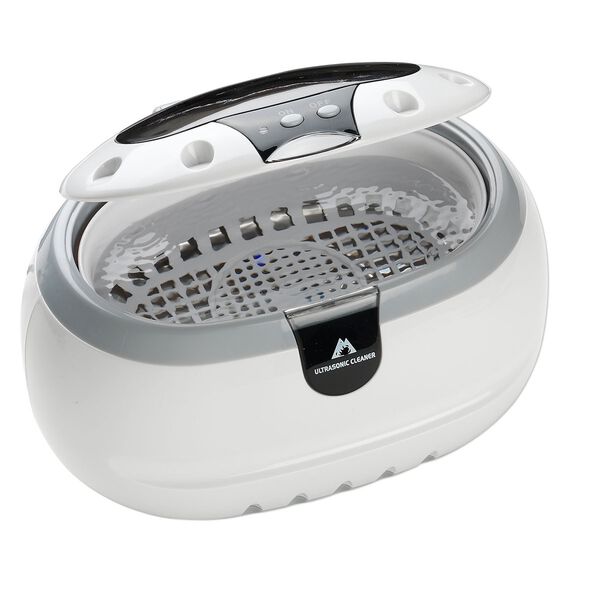 Ultrasonic jewelry cleaner, stainless steel and plastic, white, 8-1/2 x 5-1/2 x 5-1/5 inches. Sold individually. image number 0